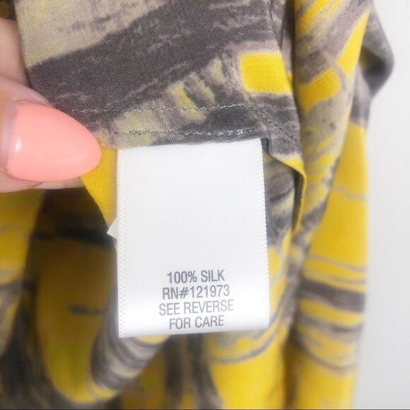 VERA WANG | Layered Detail Silk Blouse Yellow Sz 6 - Picture 7 of 10